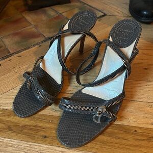 VTG CHRISTIAN DIOR BY JOHN GALLIANO SS2001 GRAY ZIPPER SANDAL HEELS 41